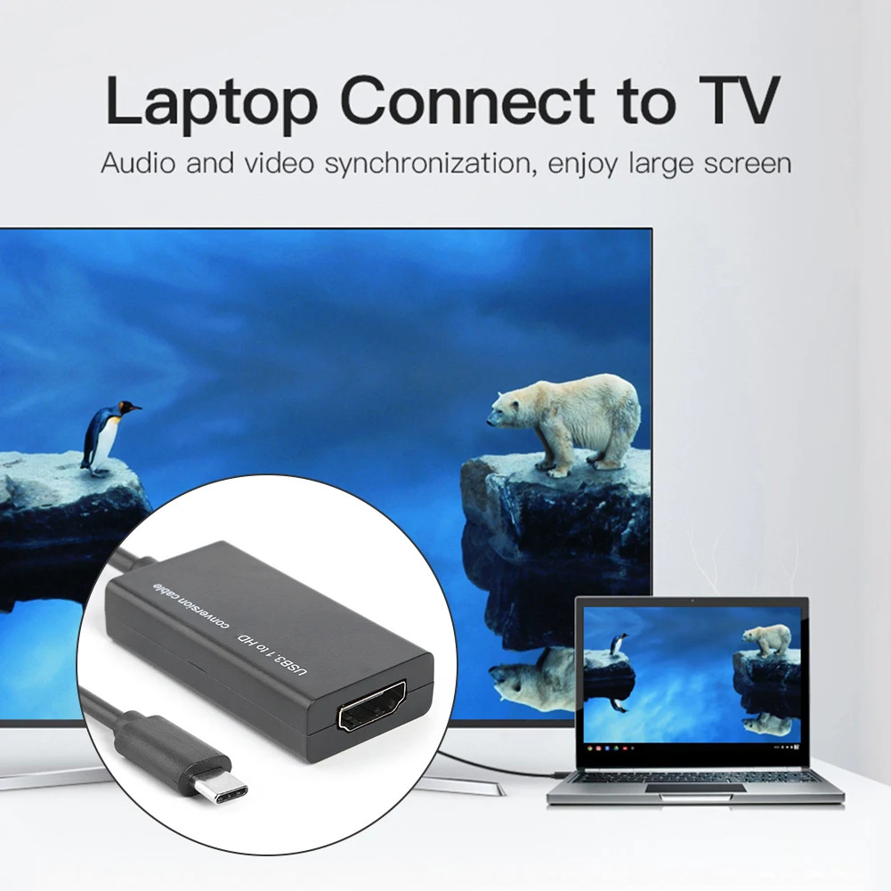 محول USB من النوع C إلى HDMI متوافق مع الإناث ، محول لجهاز MHD اللوحي للهاتف المحمول أندرويد