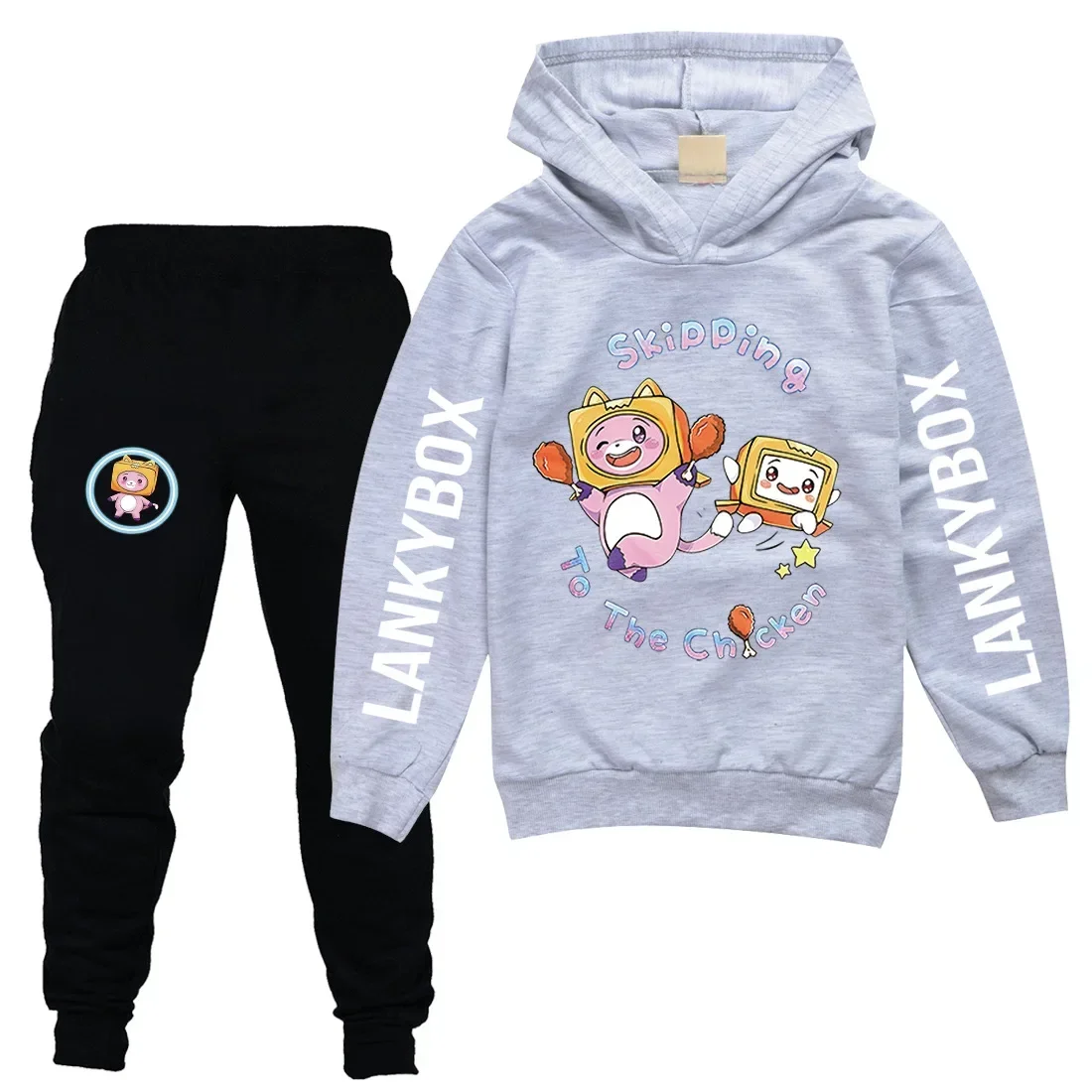 Children 2 Piece Set New Lanky Box Hoodie+Pant Suit 4-13Y Boys Girls Autumn Spring Fashion Anime Cartoon Tracksuit Kids Clothes