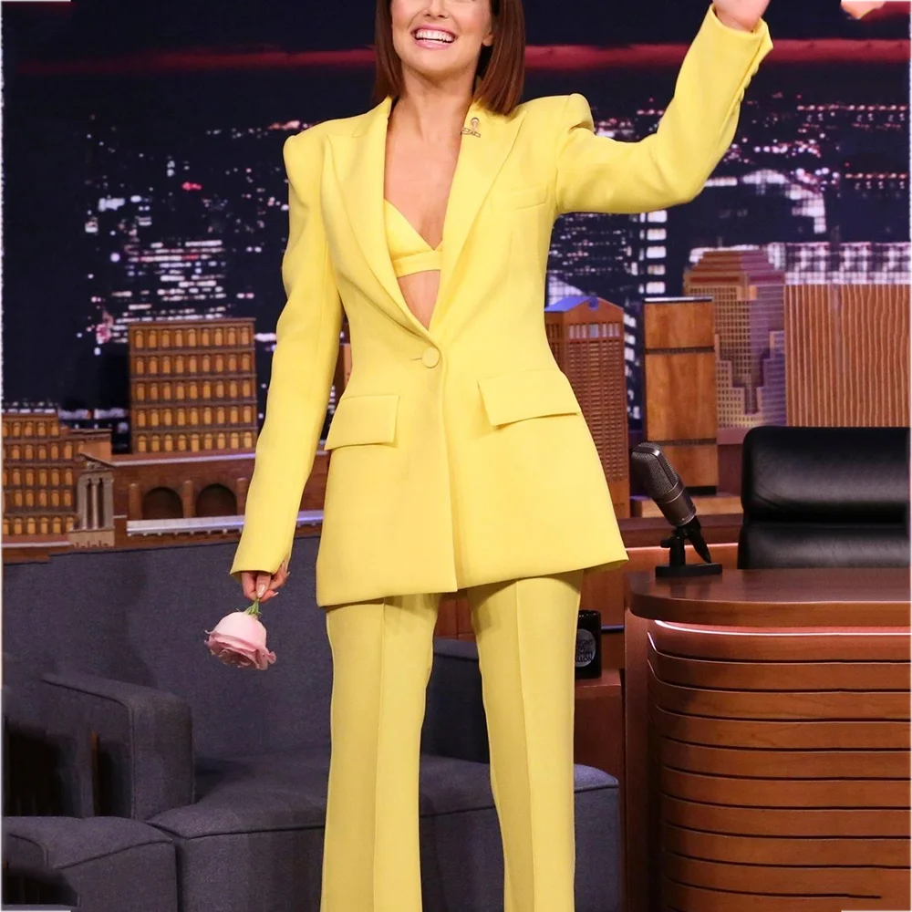 New Fashion Women's Suit Modern Style Single Button Peak Lapel Formal Set Business Meeting Office Work Female Outfit Two Piece