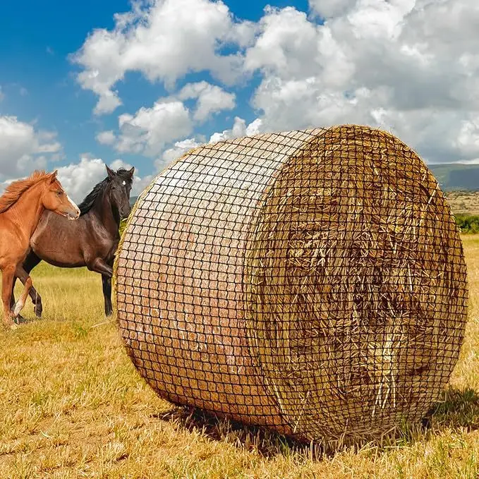 6*6ft PE Plastic Mesh Slow Feed Hay Bag Windproof Horse Livestock Feeder 2026