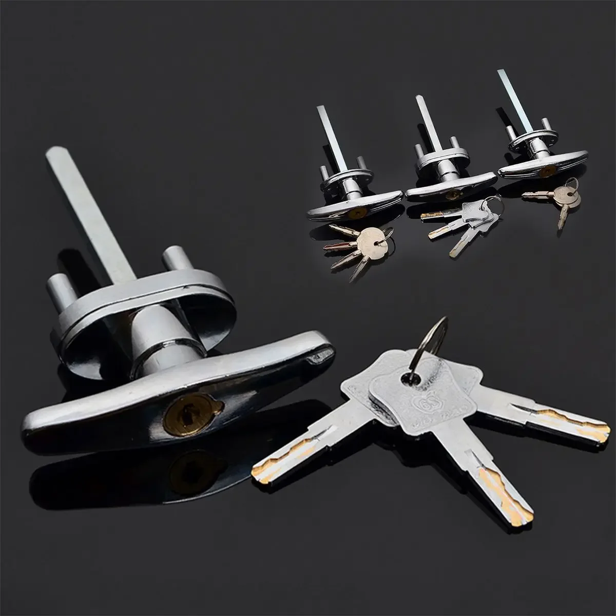 Garage Door Opener T Lock Handle with 3 to 4 Keys Secure Lock for Caravans and Trailers