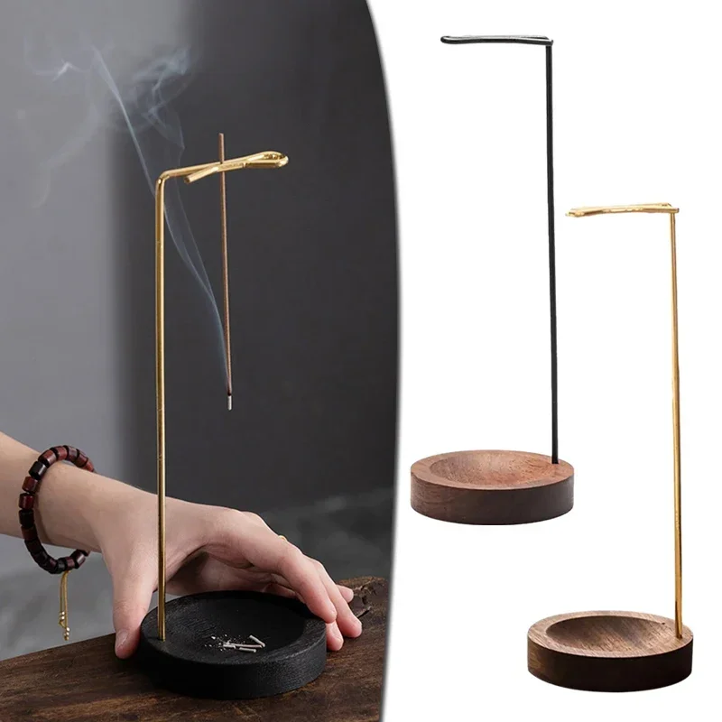 Home Decor Upside Down Stick Incense Burner Holder Wooden Round Incense Tray Ornament Bedroom Home Yoga Decoration Crafts