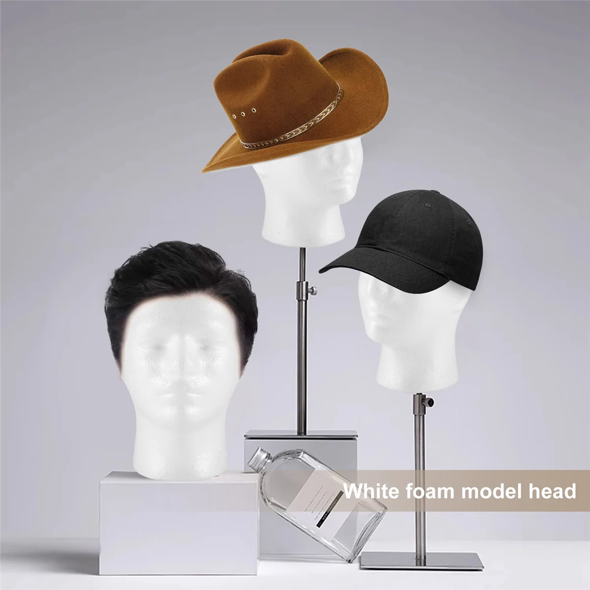 Tête de Mannequin en Mousse pour Homme et Femme, Présentoir de Perruque et Chapeau, #2, 1X