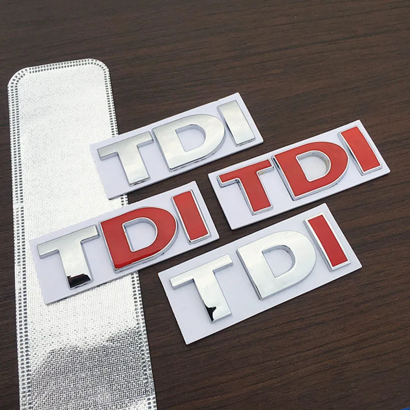 3D Alloy Metal TDI Logo Car Sticker Turbo Direct Injection Side Mudguard Rear Trunk Emblem Badge Decal