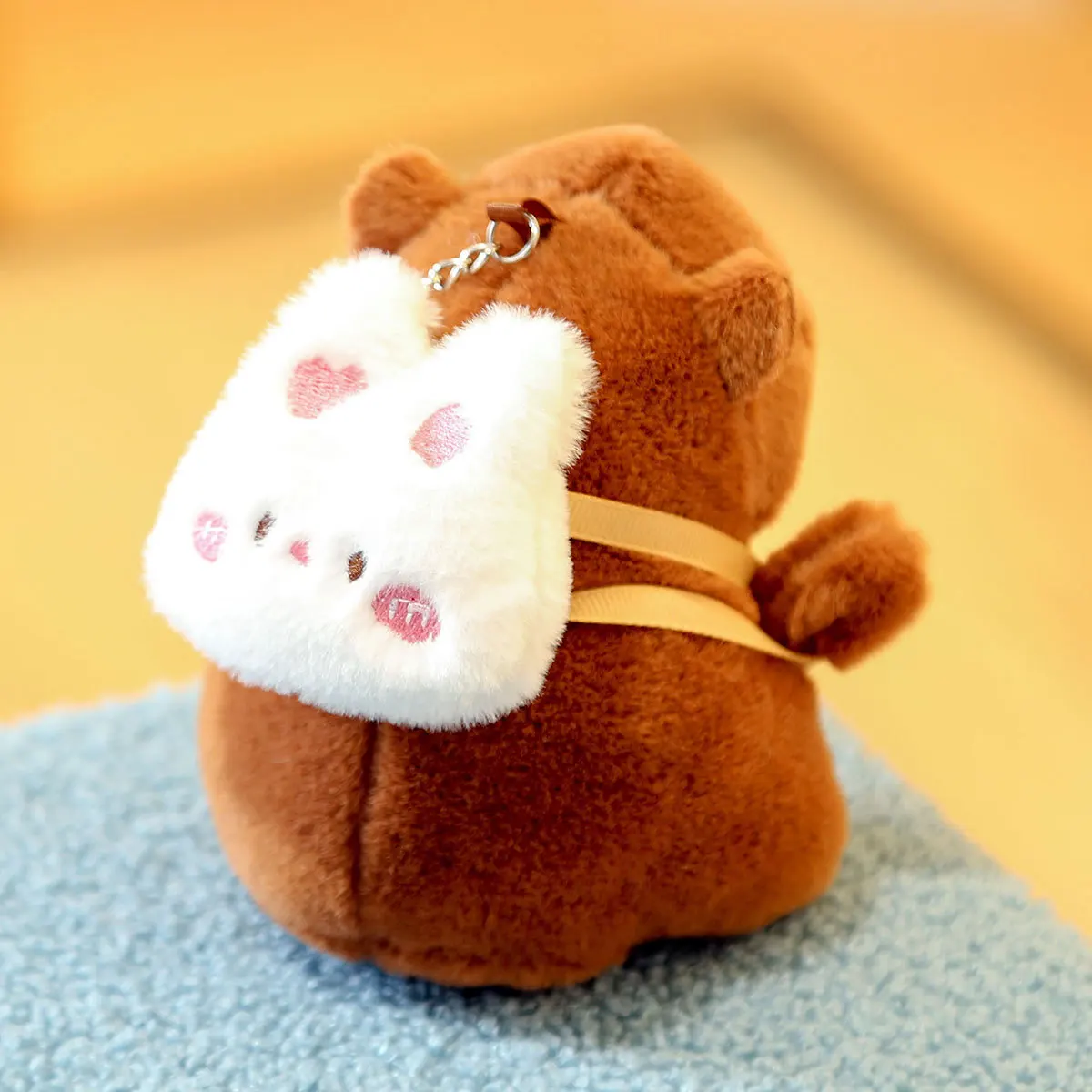 Schattige Capibara pluche pop hanger sleutelhanger konijn kikker rugzak pluche gevulde pop cartoon Capybara sleutelhanger kinderen verjaardagscadeau