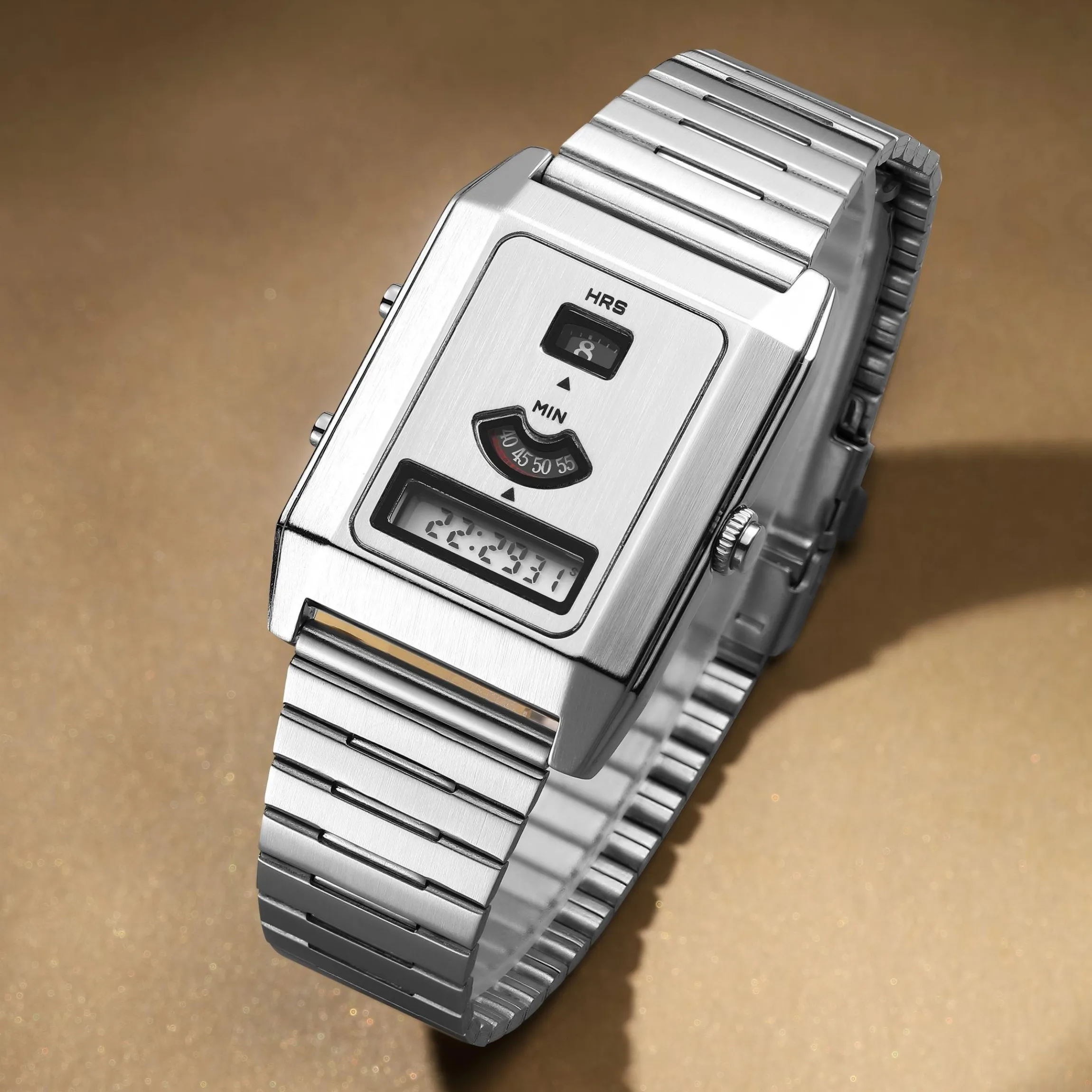 

Benly Watch Retro-Futuristic Analog-Digital Watch for Men LCD-Mechanical Dial Electronic Wristwatch 1970s Vintage Style