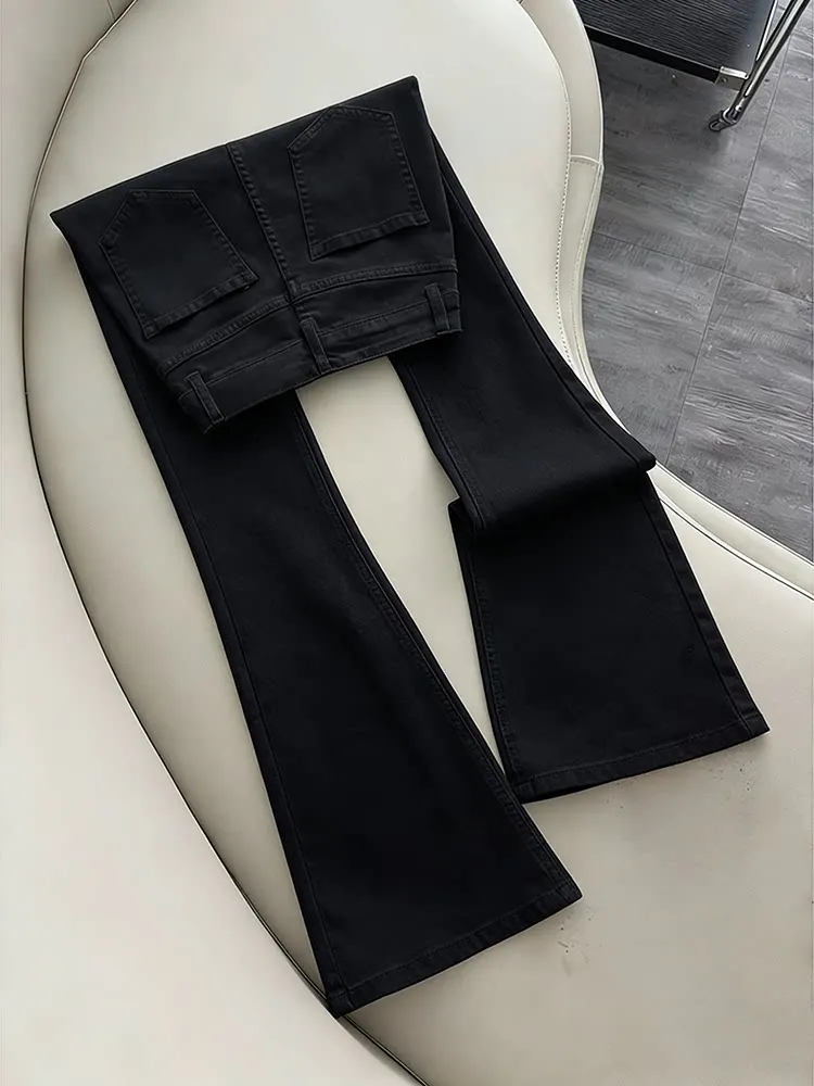 

Black Leaf Blade Men's Jeans Straight Leg Micro Flared Pants High Street American Style Casual Wear Resistant Wear for Teens