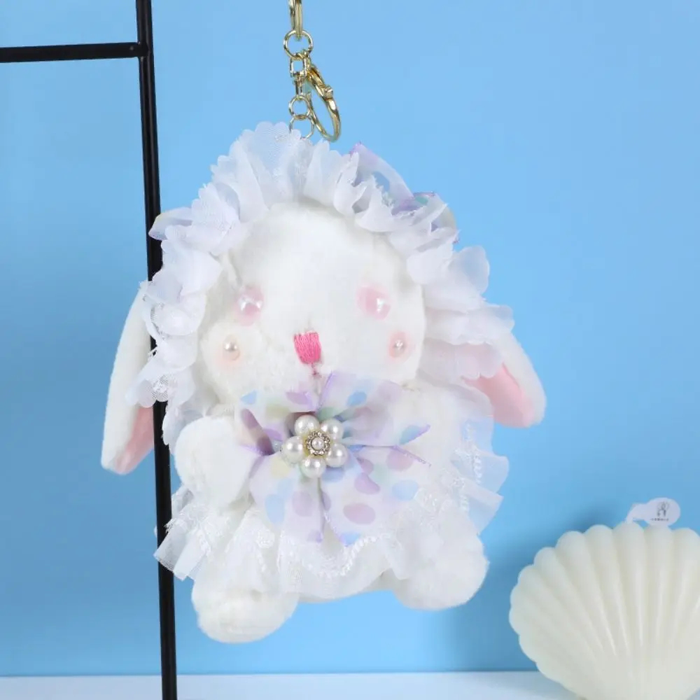 Cute Bunny Rabbit Plush Toys Keychain Stuffed Animals Cartoon Rabbit Plush Doll Pendant Lolita Soft Lop Ear Rabbit Pendant Girls