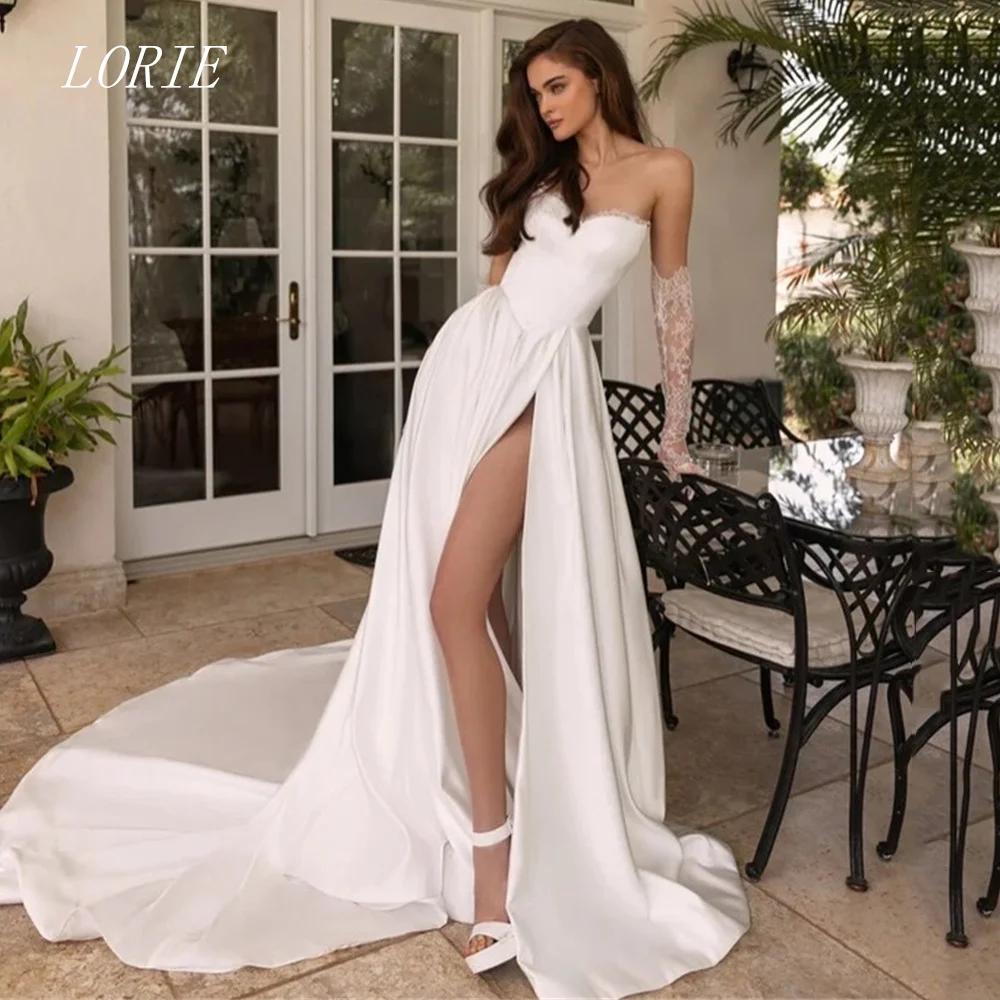 

LORIE Luxury A Line Civil Wedding Dress Sweetheart Strapless Bridal Dresses Concise Side Silt Wedding Gown Customized 2026
