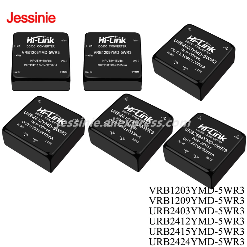 Hi-Link DC-DC Isolated Regulated Power Module DIP 5W 15W 25W 24V 48V 110V to 3.3V 5V 12V 15V 24V 5WR3 15WR3 25WR3 URB2403YMD