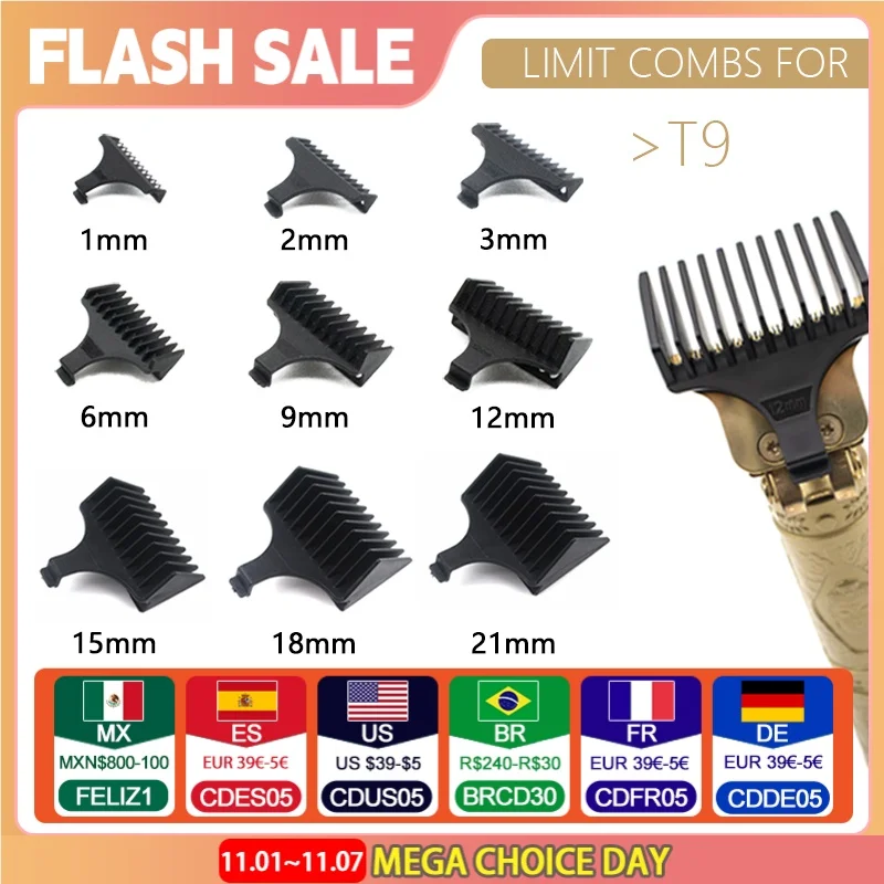 for T9 1/2/3/6/9/12 mm Professional Hair Trimmer Limit Comb Universal Guards Hairdresser Hair Cutting Guide Barber Accesories