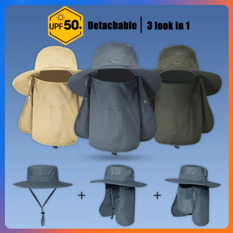 Gorro Balaclava con máscara facial, protección UV, gorro desmontable para jardinería, gorro para senderismo al aire libre.