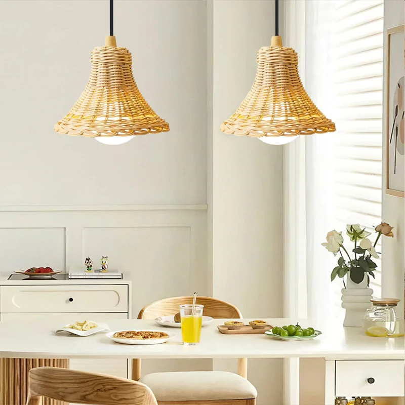 

Home Decoration Vine Woven Lampshade Hanging Light Cover Handwoven Rattan Woven Lampshade