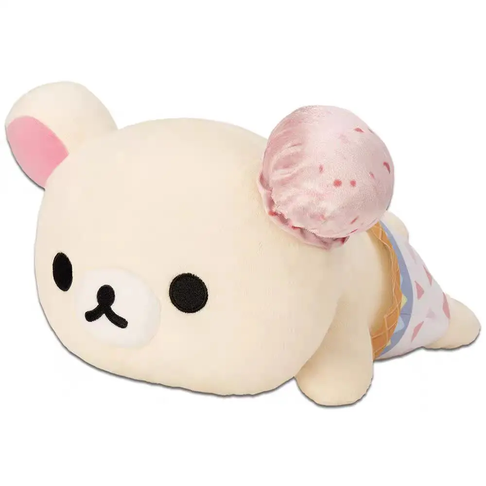 Cute Rilakkuma Ice Cream Cup Strawberry Gelato Korilakkuma Bear Lay Down Big Plush Stuffed Pillow Toy Doll 32cm Kids Baby Gifts