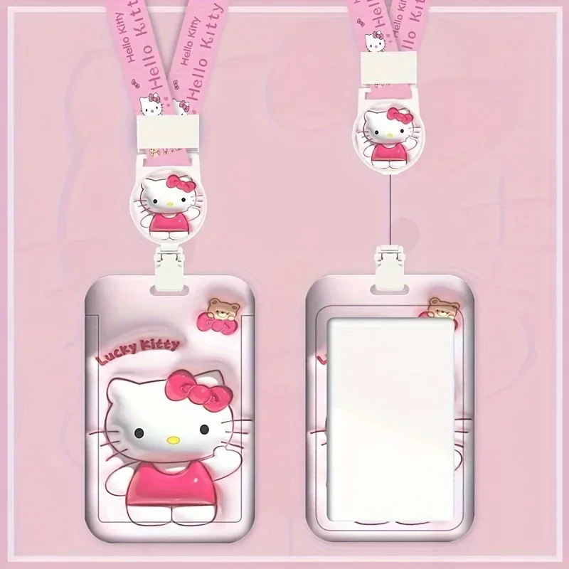 Whosale 3D Sanrio Hello Kitty Card Holder Student Campus Work Card Pikachu Kuromi Control Badge Bus Cute Cartoon Card Holder