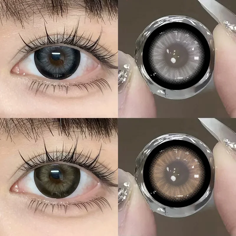 JeweLens Kontaktlinsen Kosmetik Braun Grau Softlens Kawaii Kontakte für Augenschönheits-Make-up
