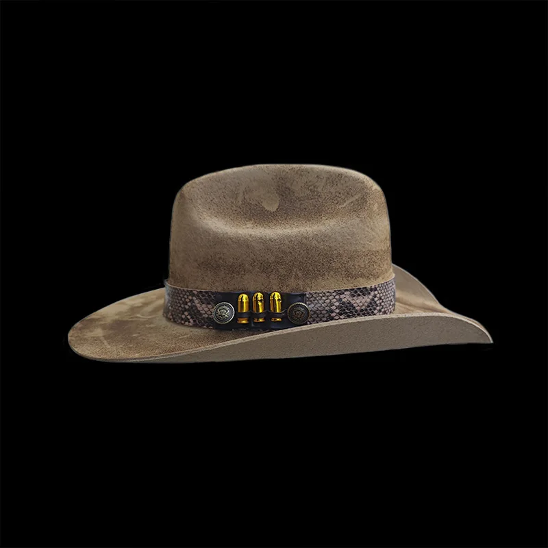 Sheepskin Hat Solid Color Sheepskin Felt Hat Pure Wool Felt Hat with Ribbon Decoration