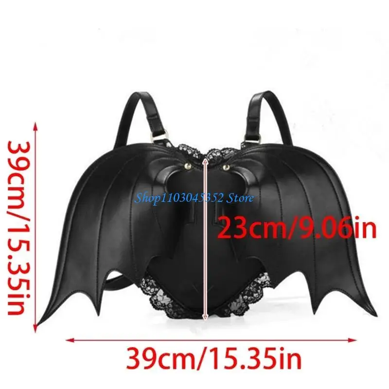 Mochila viaje duradera y moderna PU Devil Bat, mochila gótica para mujeres con gusto único