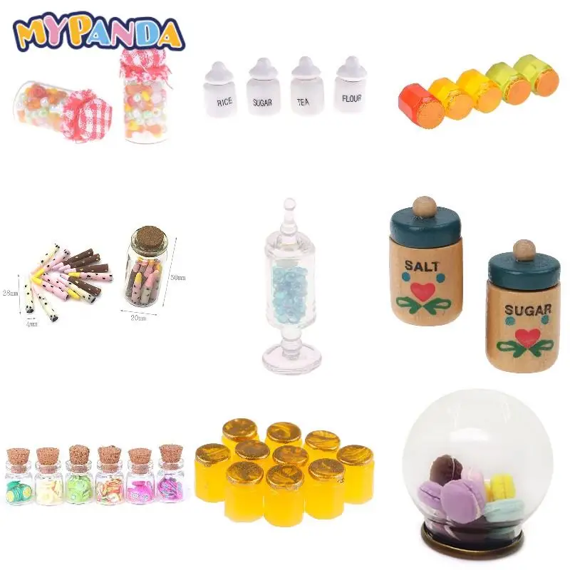 24 Styles 1:12 Dollhouse Miniature Food Snacks Glass Jars Candy Bar Food Jar Kitchen Decoration Dolls Accessories Children Toys