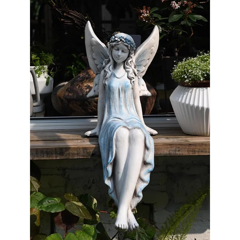 Ornament Beautiful Angel Character Sculpture Waterscape Pool Decoration Garden Courtyard Balcony Decoration Homestay