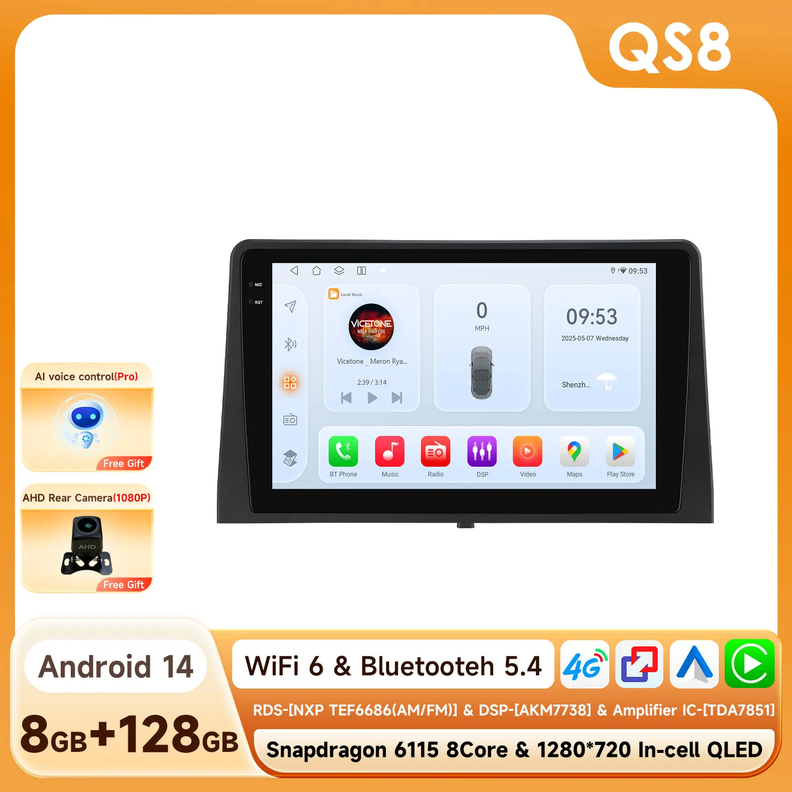 Android autoradio voor Citroen Berlingo Peugeot Partner Rifter Opel Combo Carplay GPS auto multimedia 6115 touchscreen