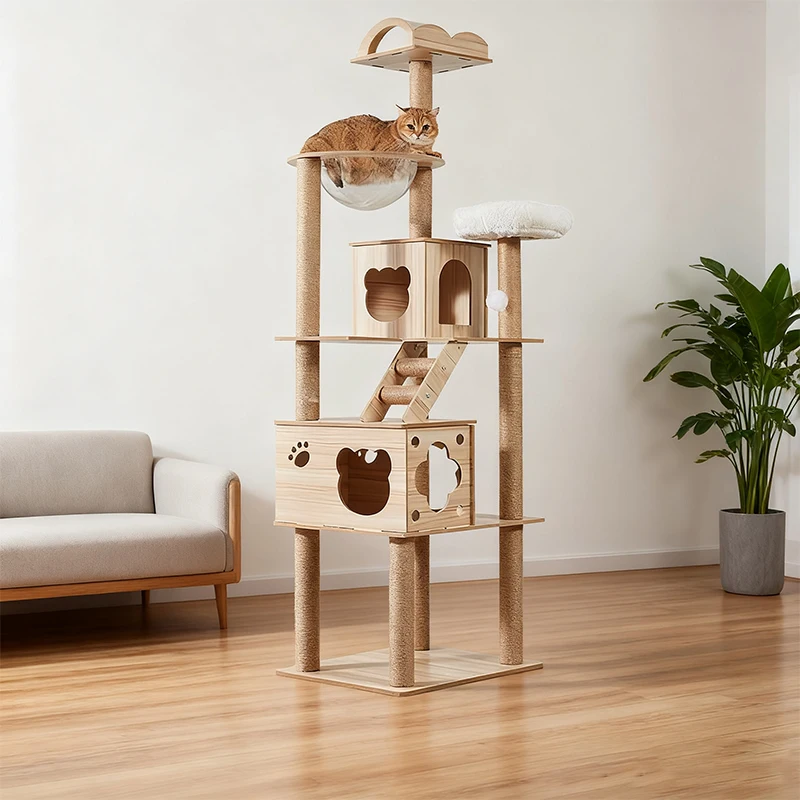 

Factory Wholesale Cat Climbing Frame Luxury Integrated Large Cat Climbing Frame Luxury Double Space Capsule Cat Tree Wholesale