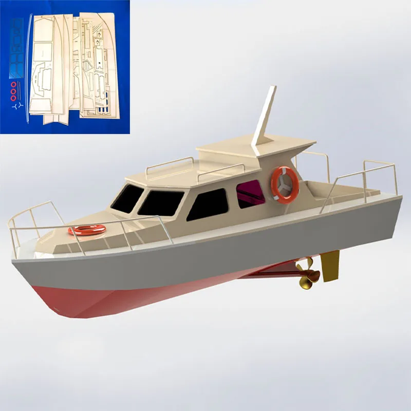 1/30 RC Boat Model Yacht Flying Fish DIY Wooden Assembly Boat Model Kit Entry Level Set Model Boat Toys