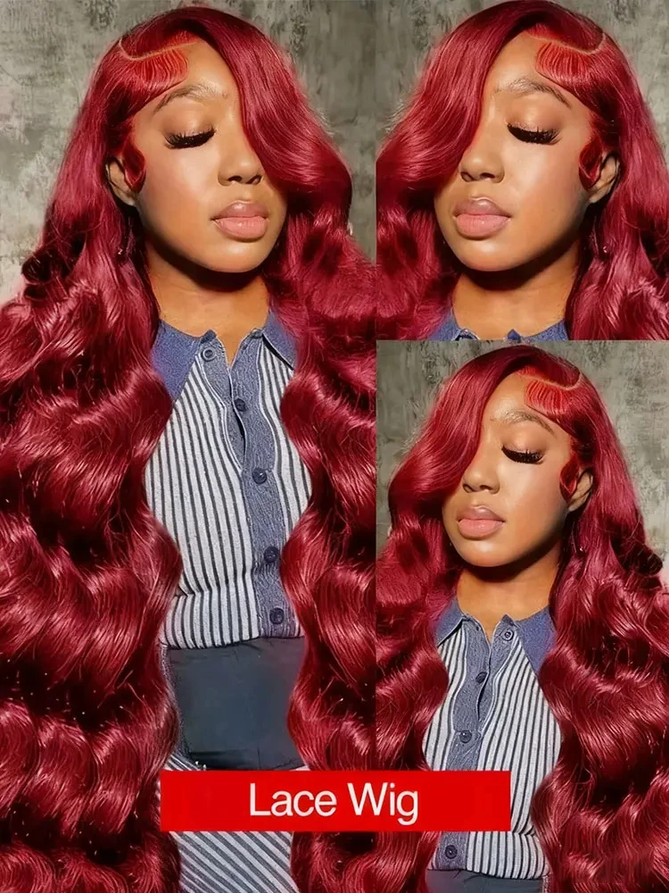 วิกผมแท้แบบลูกไม้โปร่งใส 13x4 สีเบอร์กันดี 99J ความหนาแน่น 230 แบบลอนธรรมชาติ HD 13x6 วิกผมแท้แบบลูกไม้ด้านหน้าสำหรับผู้หญิง