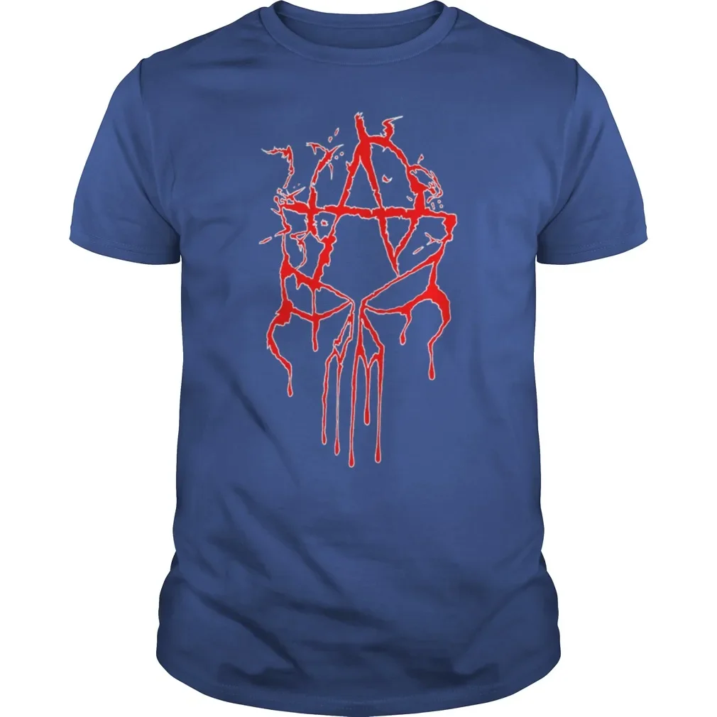 Anarchy Symbol Flowing Blood Punishment Skull T-Shirt 100% Cotton O-Neck Summer Short Sleeve Casual Mens T-shirt Size S-3XL
