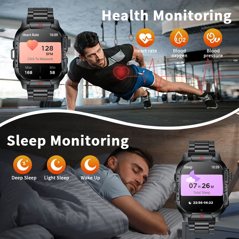 LIGE Full Touch Screen Smart Watch Men Women LED Flashlight 100+ Sport Modes Fitness Tracker 2.01” Screen Smartwatch Men Women