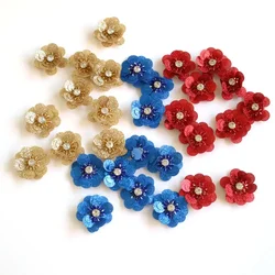 10pcs/lot Rhinestone beaded patches for clothes DIY sew on flower appliques Embroidery applique patch ropa clothing accessory