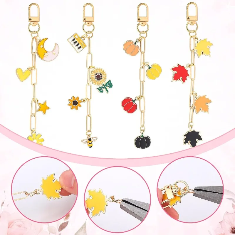 286 Pcs Halloween DIY Keychain Kit with Chains