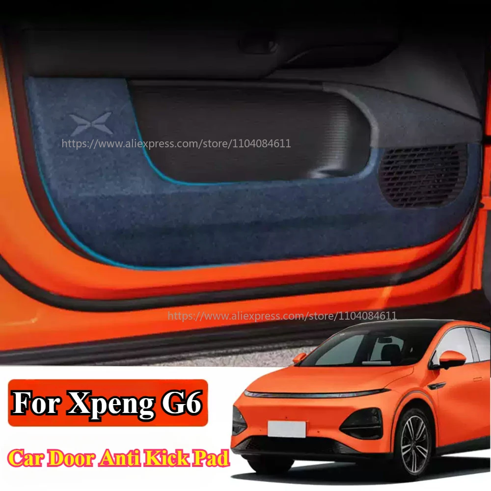 

For Xpeng G6 2023 2024 Xiaopeng G6 Suede Leather Car Door Anti Kick Protection Pad Anti-Dirty Car Door Panel Protector Sticker