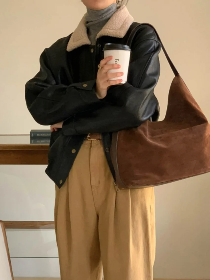 

Alien Kitty 2025 Осенние женские куртки Новые теплые свободные повседневные универсальные винтажные модные повседневные уличные мотоциклетные пальто из искусственной кожи