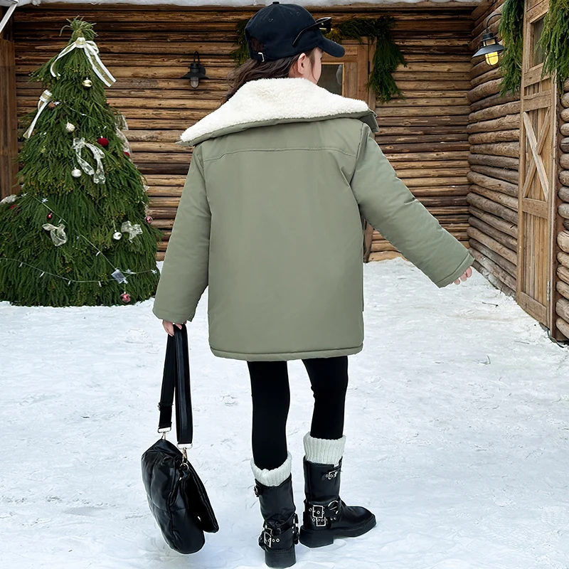 2025 New Winter Children's Imitation Lamb Fur Grass Coat Boys' Cotton Thick Sports Jacket Autumn Girls' Warm Cotton Coat