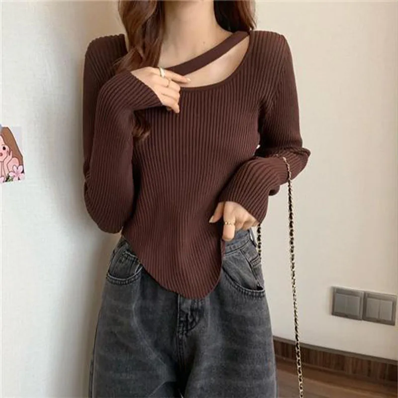 Women Clothing Fashion Elegant Square Neck Pullover Autumn Winter Simplicity Cozy Sweater Lady New Pattern Solid Chic Knitted