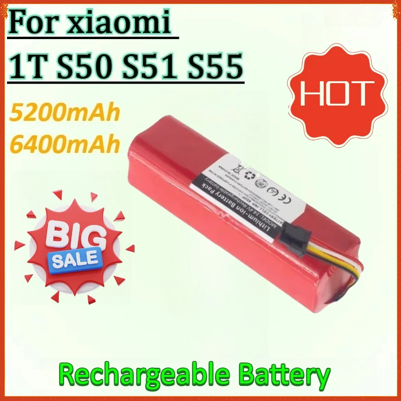 

Sweeper Battery 14.4V 6400mAh for XIAOMI Roborock S50 S51 S55 T60 1C 1T 2T STYTJ01/02ZHM Sweeping Mopping Robot Vacuum Cleaner