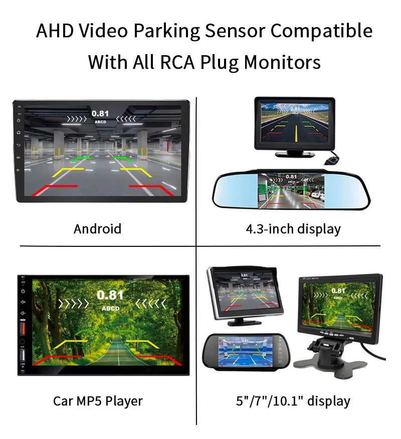 Rückfahrsensor-System mit 4 Wasserdichten Sensoren 22mm AHD/CVBS-Kompatible Anzeige Auto-Sicherheitsradar für Fahrzeuge, LKWs, Vans, Wohnmobile – Detail 3