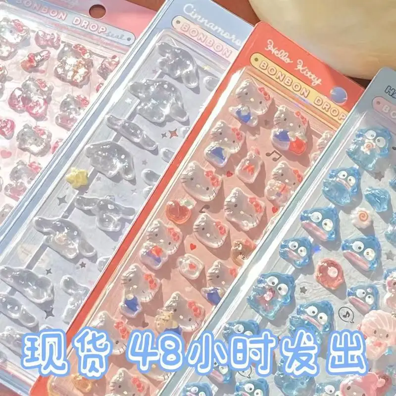 

6pcs 3d Sticker 3d Drop Glue Acrylic Relief Sticker Solid Fun Fairy Diy Sanrio Mobile Phone Case Decoration Gifts