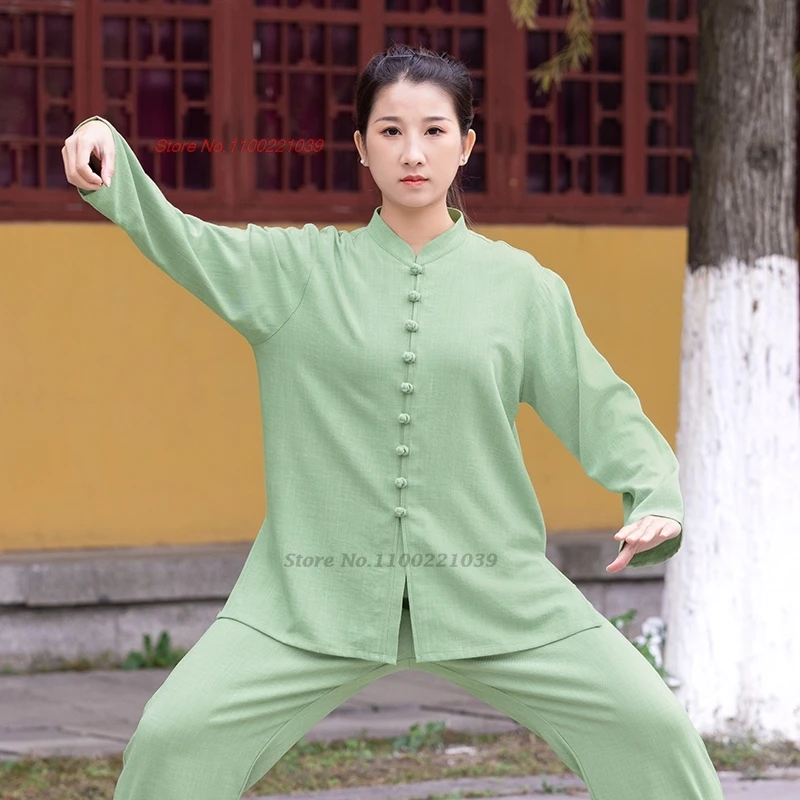 2025 traditional chinese tai chi kung fu uniform cotton linen sports outdoor walking exercise wushu martial arts kung fu set