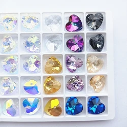 12MM XILION Heart Single Hole Glass Rhinestone Pendant Glitter High Quality Crystal AB Gemstone for DIY Necklaces Accessories