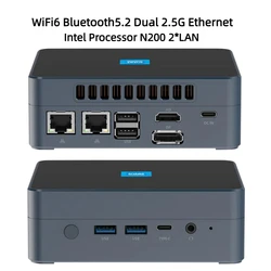 Mini pc intel n200 ddr5 4800mhz m.2 ssd nvme win11 linux wifi6 bluetooth 2. 0 4k 8k 60hz typ-c hdmi/dp 5,2g lan usb 2,5 computer