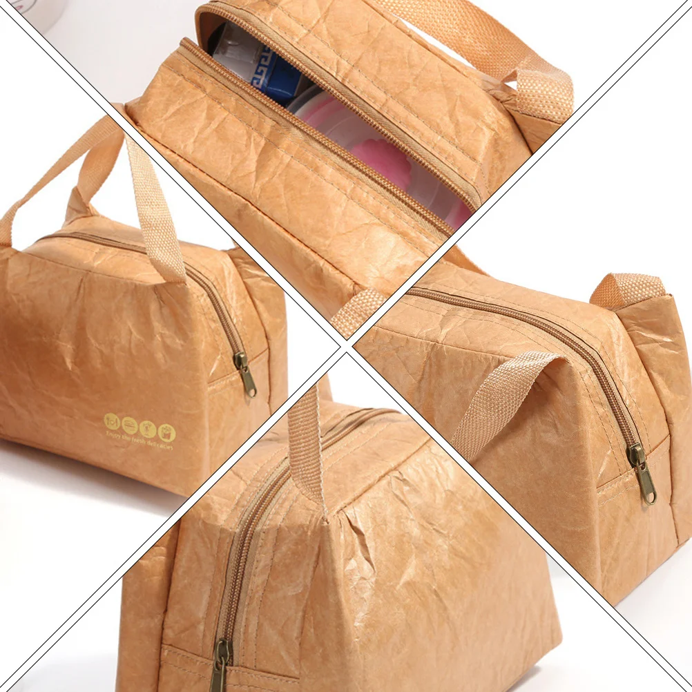 

Paper Bento Bag Lightweight Large Capacity Insulated Lunch Tote Pouch Waterproof Heat Cold Preservation Portable For