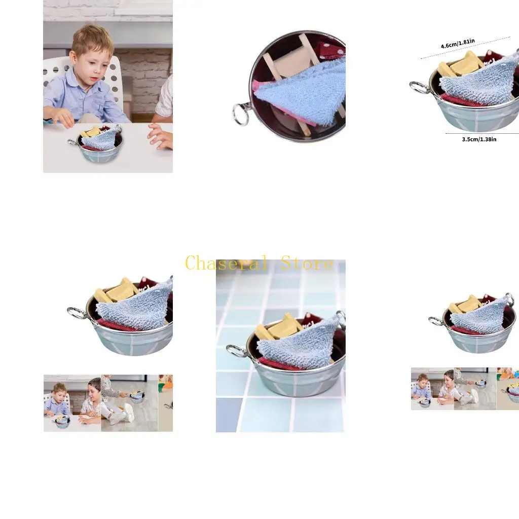E7CE Compact Dollhouses Laundry Sink Toy For Doll Furniture Set Design Enhances Imaginative Play Experience