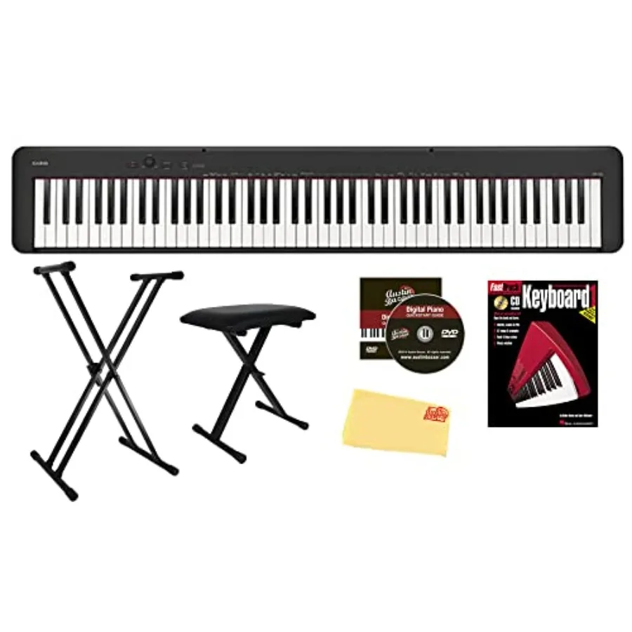 

CDP-S160 88-Key Compact Digital Piano in Black with Adjustable Stand Bench Instructional Book Online Lessons Instructional DVD