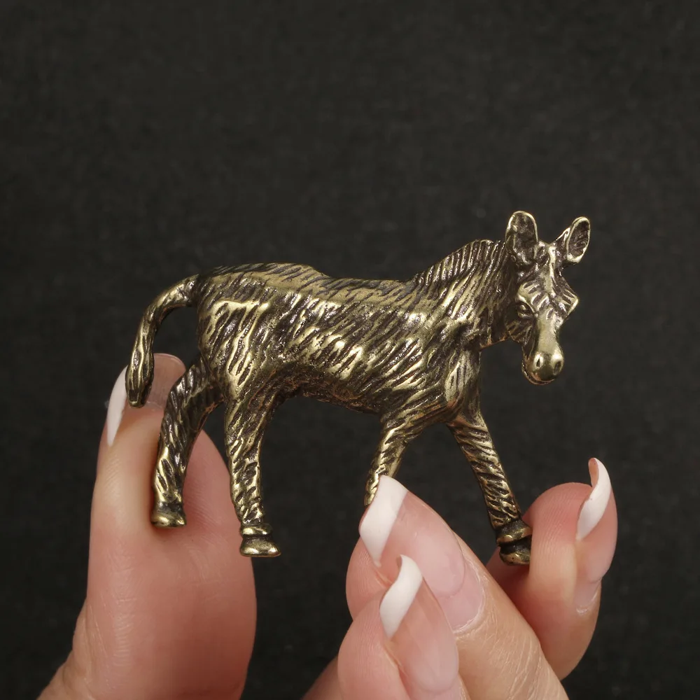 Chinese Antique to Do Old Struggle Donkey Decoration Brass Miniature Tea Pet Desk Decoration Hard Work Every Day Upward