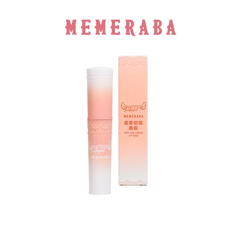 MEMERABA-Névoa Suave Creme Lip Mud, Matte Velvet Lip Glaze, Batom Anjo Pêssego