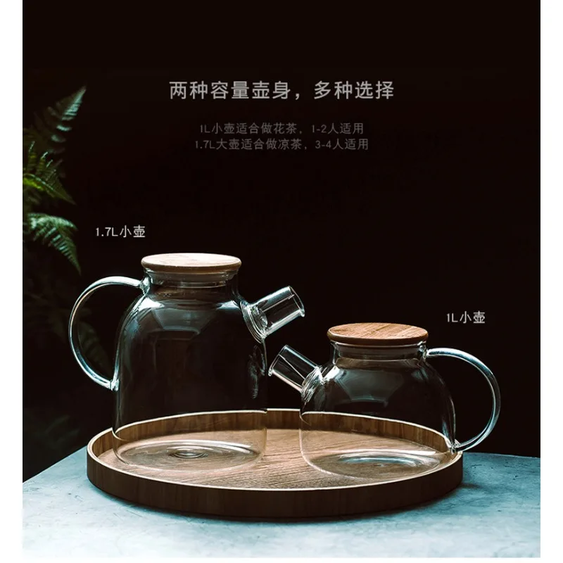 

Чайник с бамбуковой крышкой из боросиликатного стекла, чайник с холодной водой большой емкости, стеклянный чайник, бытовой чайник с цветами и фруктами