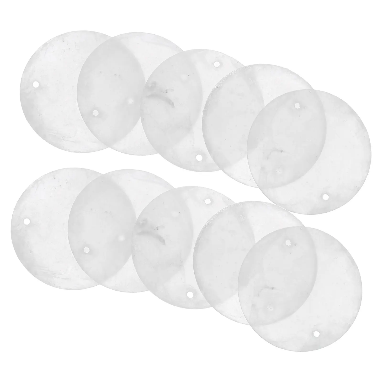 100pcs Shell Discs Double Holes Natural Round Shell Pieces For Wind Chime Shells Bell Disks Hanging Decoration Round Flat Beads