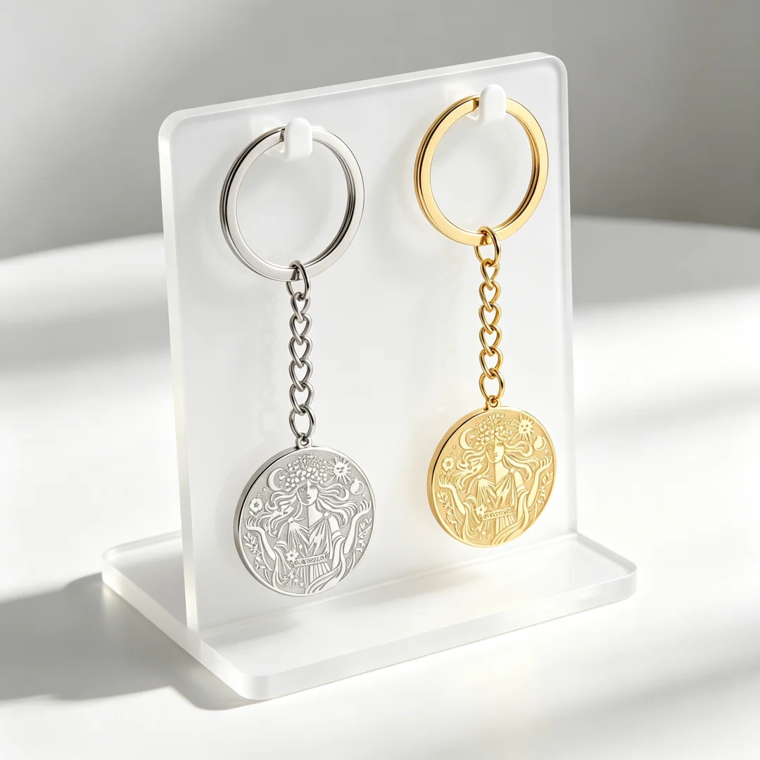 Persephone Greek Goddess Keychain Goddess of Spring & Underworld Queen Engraved Coin Key Ring Rebirth Talisman Bag Charm Gift